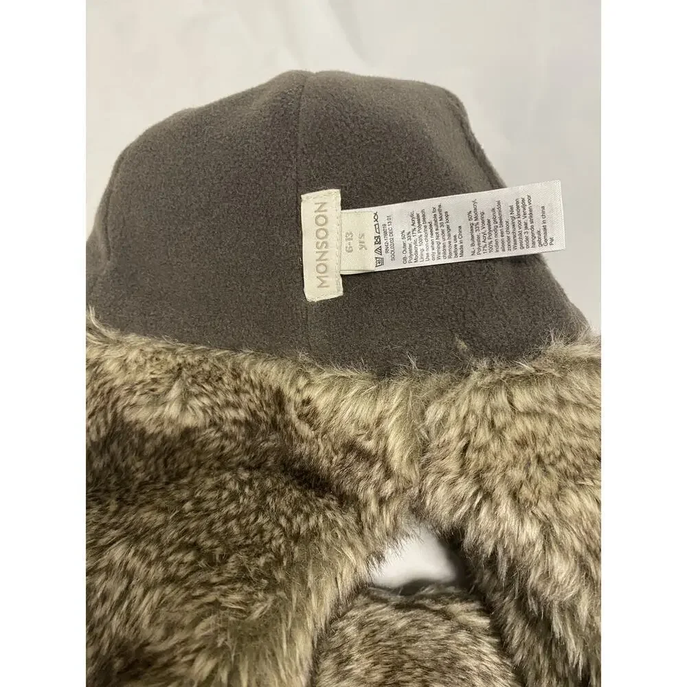 Monsoon Faux Fur 3-in 1 Hat, Scarf And Gloves- 6 To 13 Years